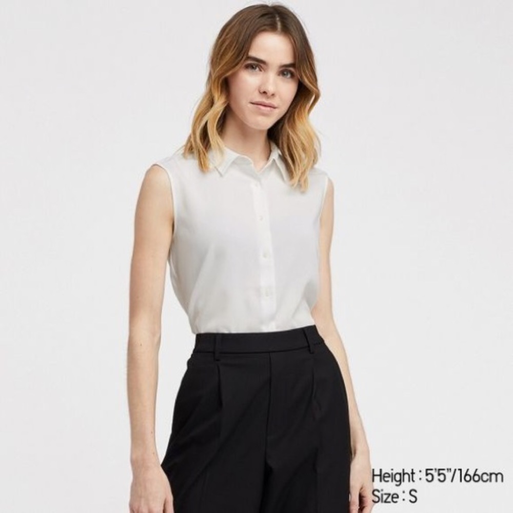 Uniqlo White Button Down Collared Tank - Picture 1 of 2